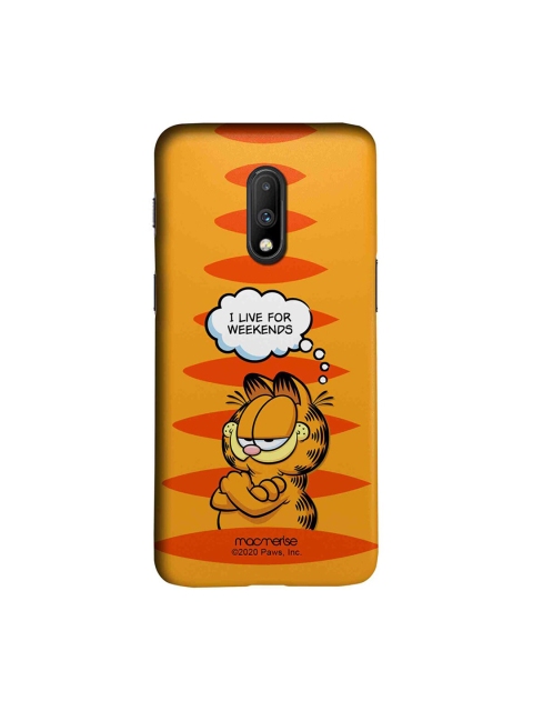 

macmerise Orange & White Garfield Living For Weekend OnePlus 7 Case