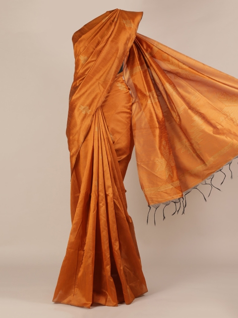 

Pothys Mustard Solid Jute Silk Saree