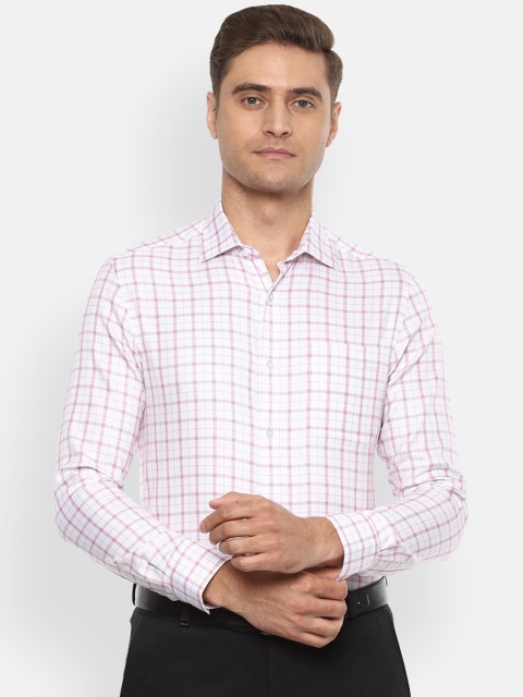 

Louis Philippe Men White & Pink Regular Fit Checked Formal Shirt