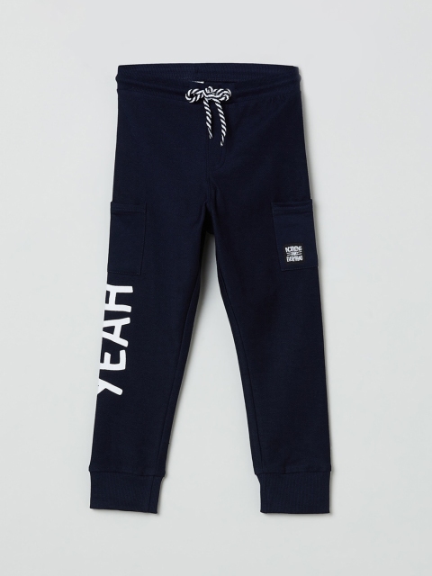 

max Boys Blue & Off-White Regular Fit Printed Joggers