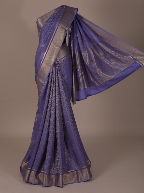 

Pothys Blue & Gold-Toned Pure Silk Woven Design Saree