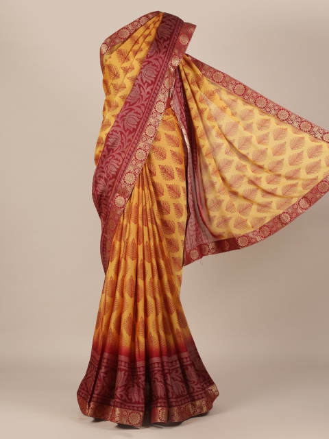 

Pothys Yellow Printed Poly Chiffon Saree