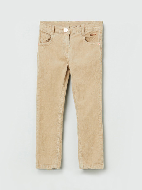 

max Girls Beige Regular Fit Solid Regular Trousers