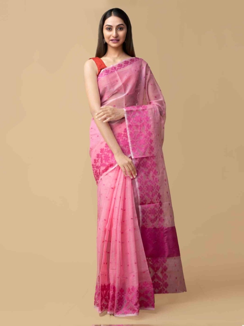 

Unnati Silks Pink Pure Cotton Printed Kota Saree