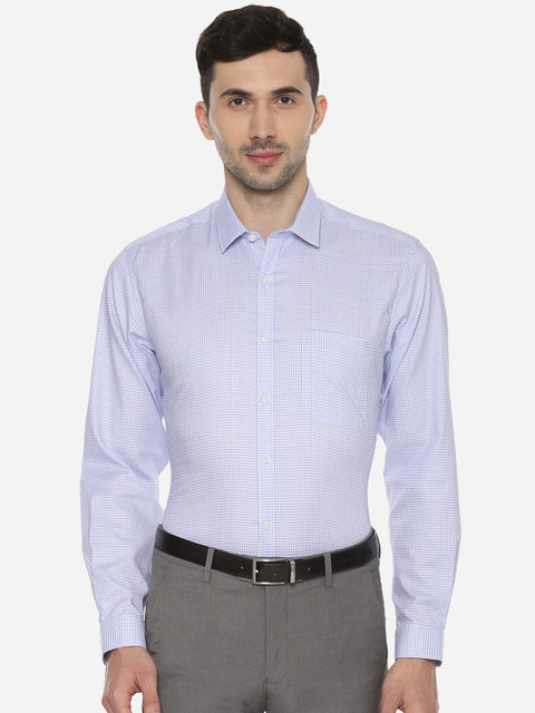 

Louis Philippe Men Purple & White Slim Fit Checked Formal Shirt