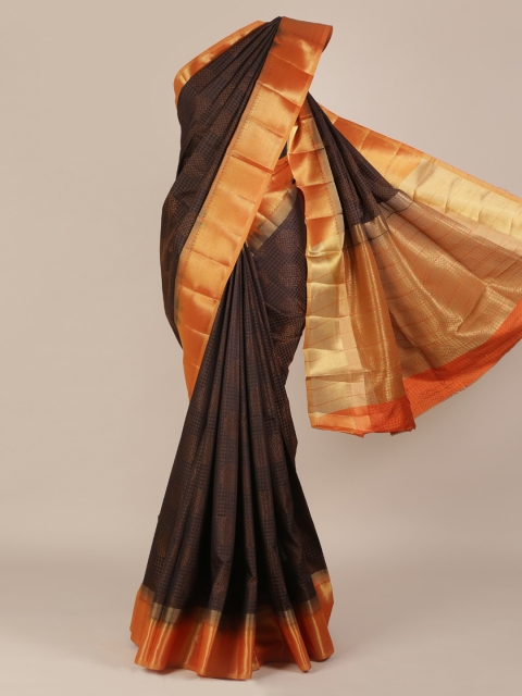 

Pothys Black Checked Jute Silk Saree
