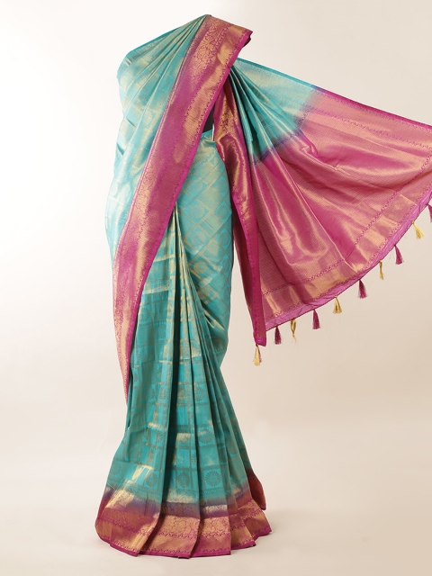 

Pothys Green & Pink Jute Silk Printed Saree