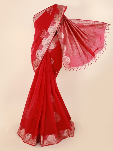 

Pothys Red Woven Design Silk Cotton Saree