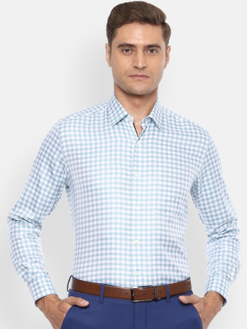 

Luxure by Louis Philippe Men Green & Blue Regular Fit Checked Cotton Casual Shirt
