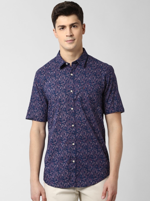 

Peter England Casuals Men Navy Blue Slim Fit Printed Cotton Casual Shirt