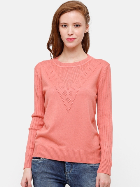 

STROP Women Pink Self-Design Woollen Pullover Sweater