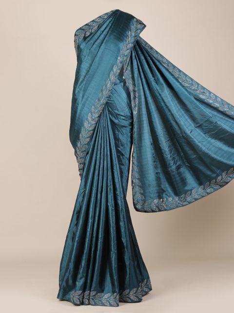 

Pothys Blue Solid Jute Silk Saree