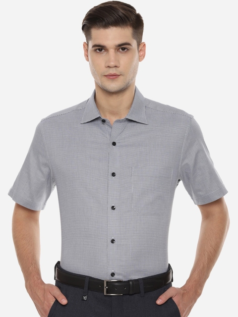 Louis Philippe Men Grey Regular Fit Self Design Formal Shirt