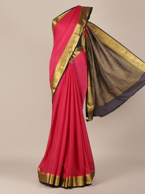 

Pothys Pink Solid Poly Georgette Saree