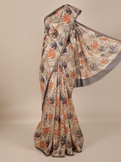 

Pothys Multicoloured Printed Linen Blend Saree, Multi