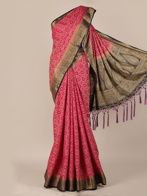 

Pothys Magenta & Gold-Toned Jute Silk Woven Design Saree