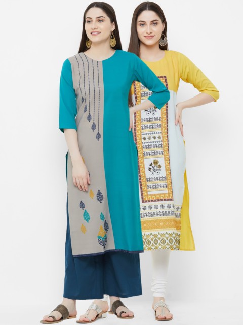 

7Threads Women Multicoloured Printed Straight Kurta, Multi