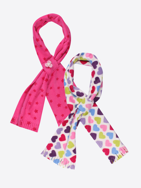 

CUTECUMBER Girls Pack Of 2 Printed Mufflers, Pink