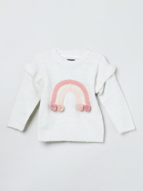 

max Girls White Printed Sweatshirt