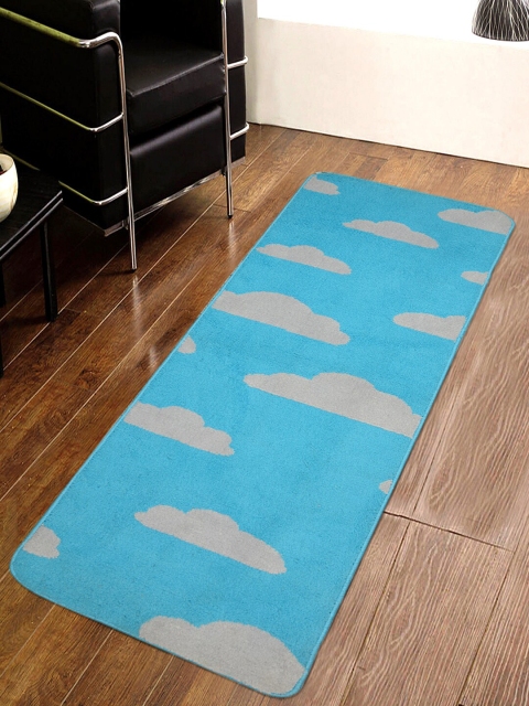 

Saral Home Blue & Grey Abstract Anti-Skid Floor Runner