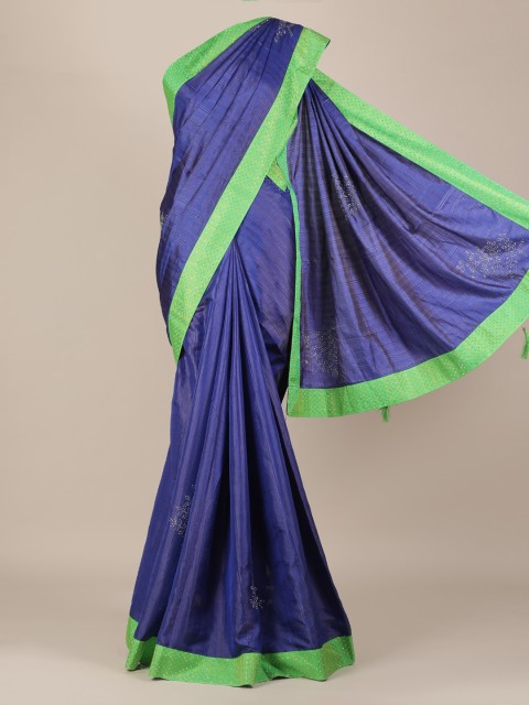 

Pothys Blue Solid Jute Silk Saree