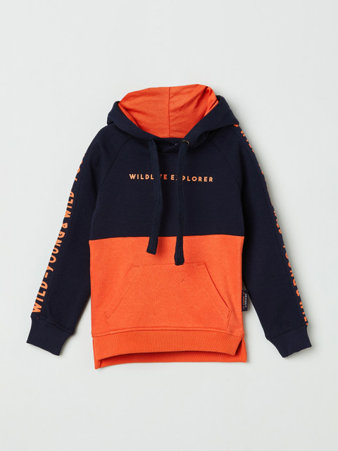 

max Boys Orange & Navy Blue Colourblocked Sweatshirt