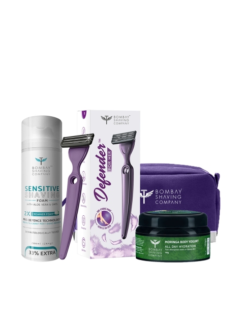 

Bombay Shaving Company Women Razor With Shaving Foam & Moringa Body Yogurt, Purple