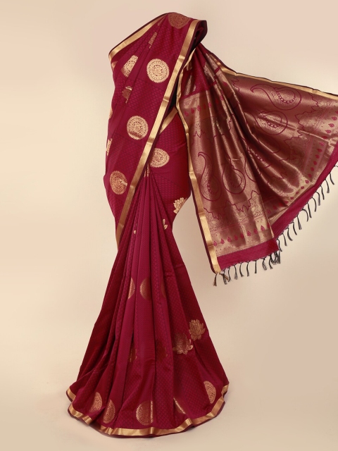 

Pothys Magenta Solid Art Silk Saree