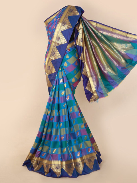 

Pothys Multicoloured Checked Art Silk Saree, Multi