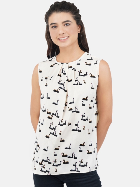 

JAAIVE Women White Printed Top