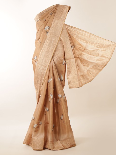 

Pothys Beige Printed Jute Silk Saree