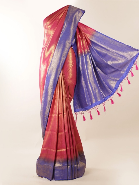 

Pothys Pink & Blue Jute Silk Woven Design Saree