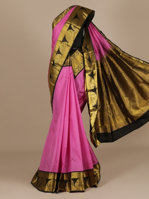 

Pothys Pink & Black Pure Silk Woven Design Saree