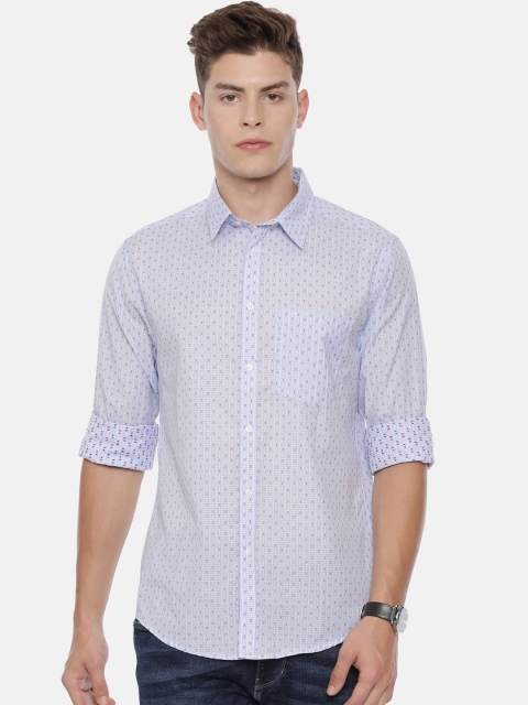 

QUANCIOUS Men Blue Regular Fit Printed Casual Shirt