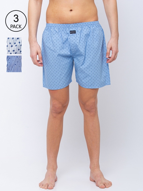 

Nick&Jess Men Pack Of 3 Printed Pure Cotton Boxers MNSBXR013ABD, Multi