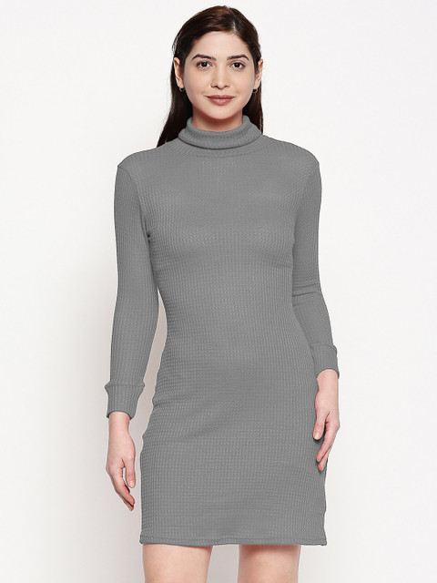 

inocenCia Women Grey Self Design Sweater Dress