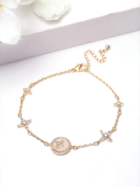 

AVANT-GARDE PARIS Gold-Plated White Crystal Studded Charm Bracelet