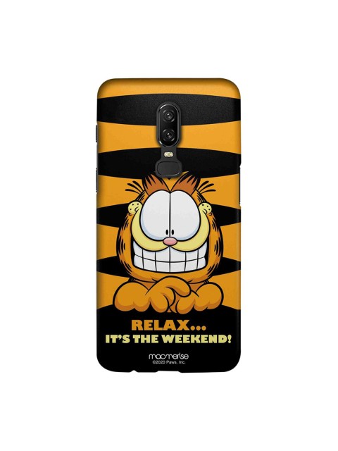 

macmerise Black & Brown Weekend Garfield OnePlus 6 Back Case