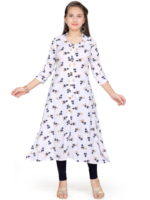 

Aarika Girls White & Navy Blue Printed Kurta with Leggings