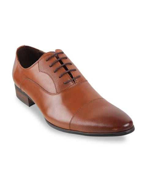 

DAVINCHI Men Tan Brown Solid Leather Formal Oxfords