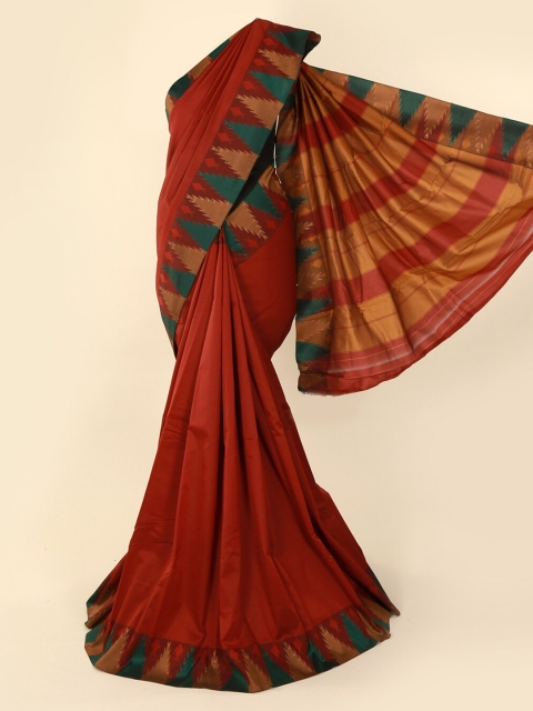 

Pothys Rust Solid Art Silk Saree