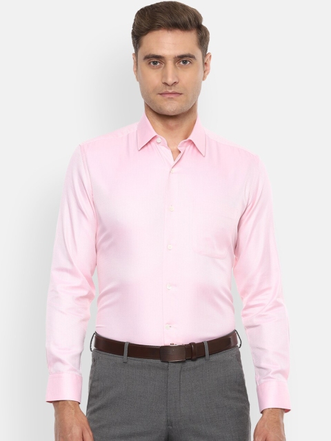 

Luxure by Louis Philippe Men Pink Regular Fit Self Design Cotton Formal Shirt