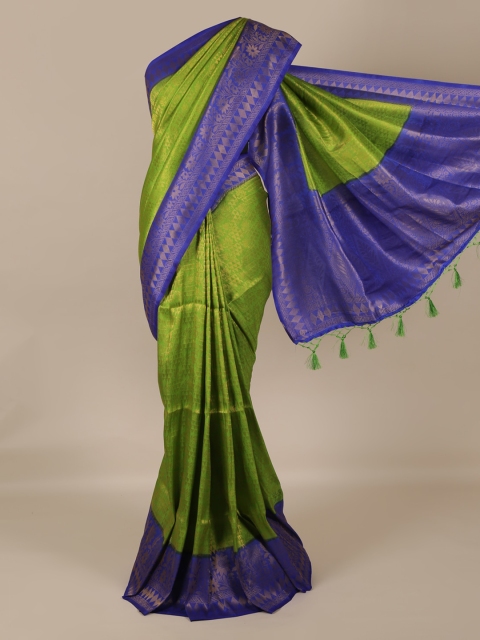 

Pothys Green & Blue Jute Silk Woven Design Saree