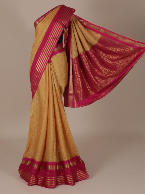 

Pothys Gold-Toned & Red Pure Silk Woven Design Saree