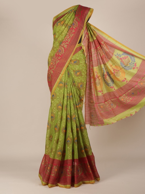 

Pothys Green Printed Poly Chiffon Saree