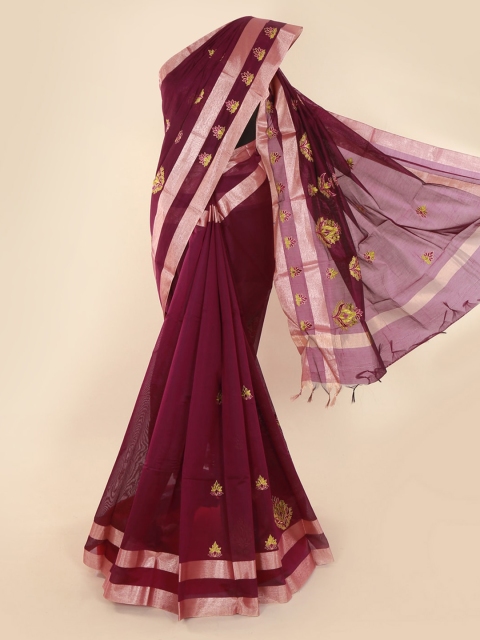 

Pothys Maroon Embroidered Saree