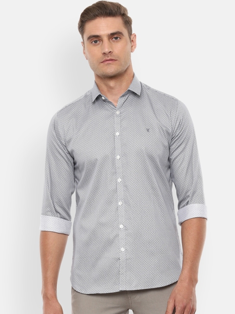 

V Dot Men Grey Slim Fit Printed Casual Shirt