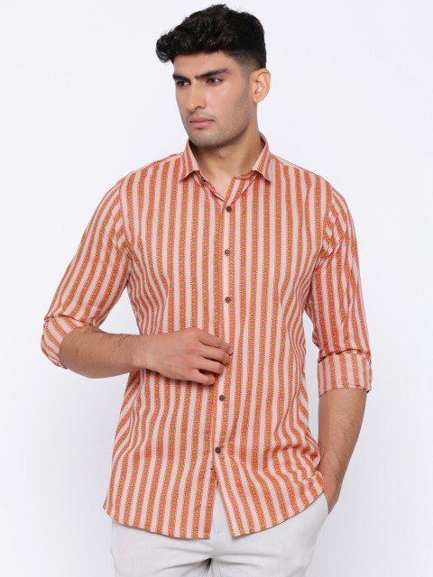 

Tistabene Men Beige & Red Slim Fit Printed Casual Shirt