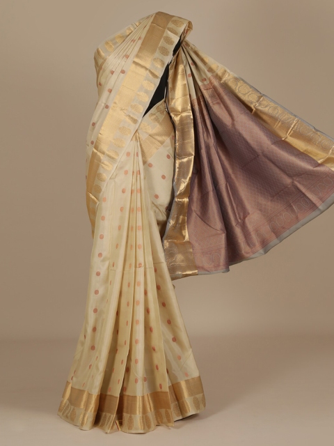 

Pothys Cream-Coloured Woven Design Pure Silk Saree