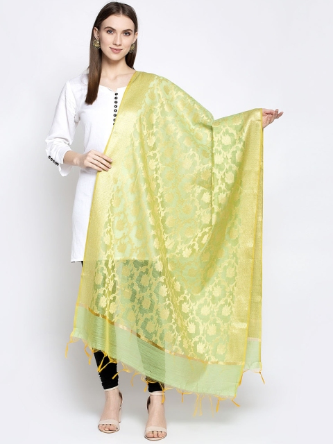 

Aujjessa Women Lime Green Woven Design Dupatta